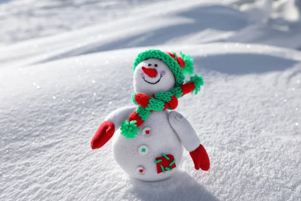 Toy Snowman Sunny Frosty Day Winter Vacation — Stock Photo, Image