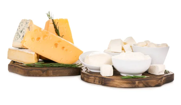 Fresh Dairy Products White Background — Stock Photo, Image