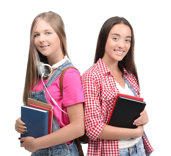 Bonitos estudiantes en blanco —  Fotos de Stock