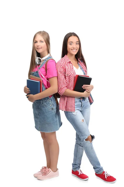 Bonitos estudiantes en blanco — Foto de Stock