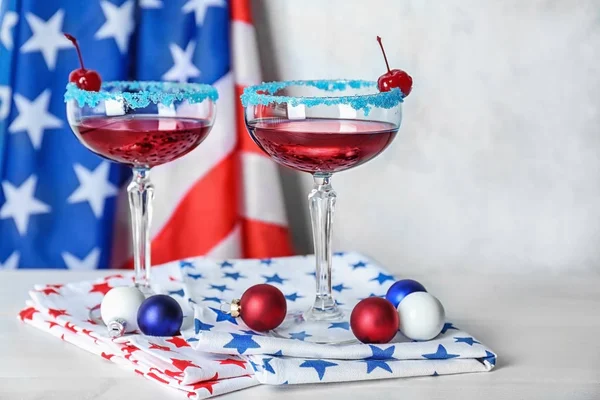 Layered Cocktails Colors American Flag Table — Stock Photo, Image