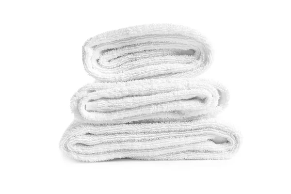 Folded Clean Terry Towels White Background — Stock Photo, Image