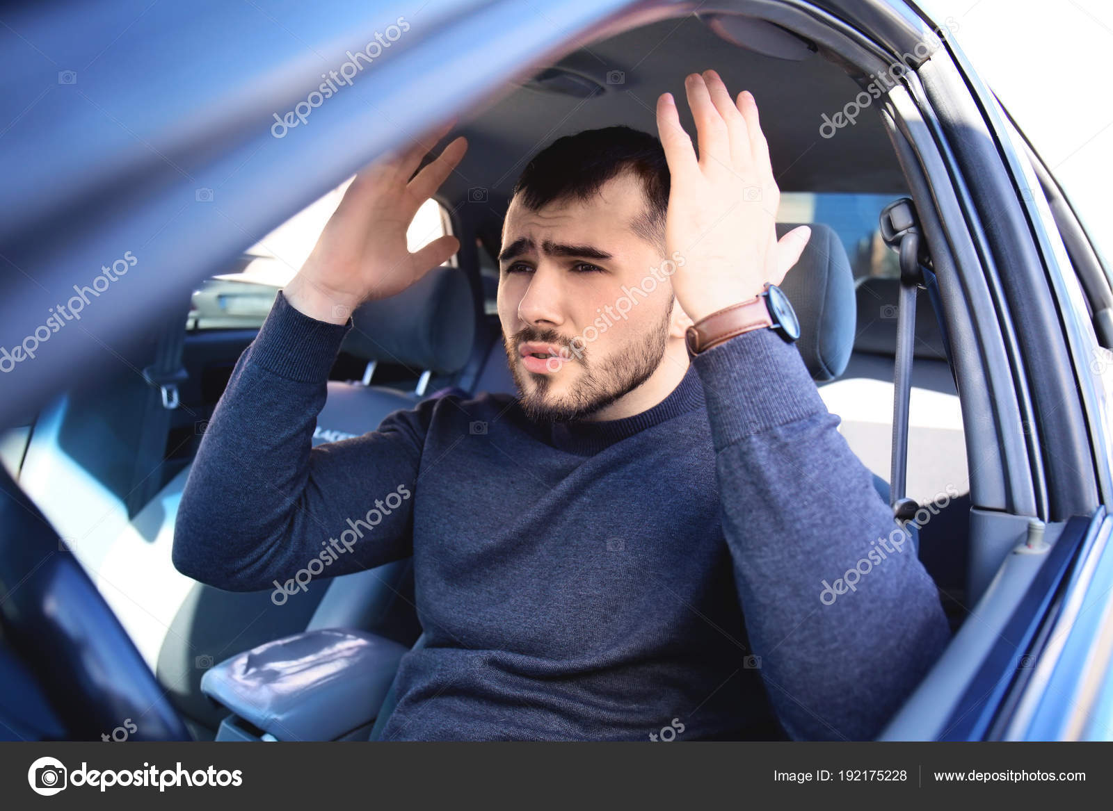 Young Man Car Traffic Jam Stock Photo By C Belchonock 192175228