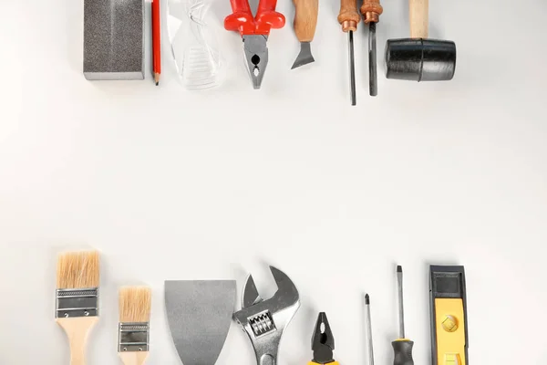 Conjunto Herramientas Sobre Fondo Blanco — Foto de Stock