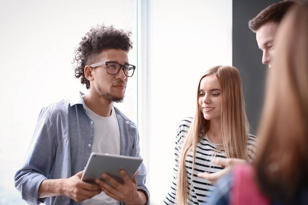 Students resting together in campus building