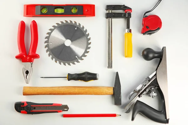 Werkzeuge Für Schreiner Auf Weißem Hintergrund — Stockfoto