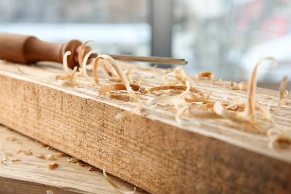 Chisel Tablas Madera Aserrín Taller Carpintería — Foto de Stock