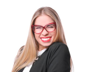 beyaz zemin üzerine genç güzel kadın