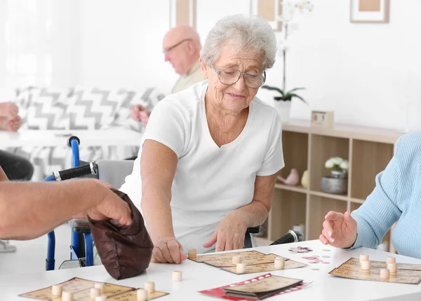 Senior People Playing Lotto Care Home — Stock Photo, Image