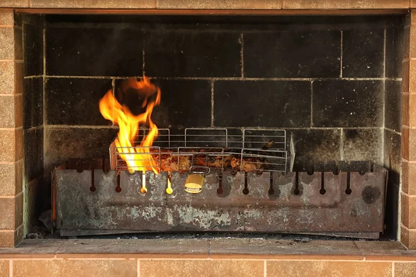 Cuisson Côtes Levées Juteuses Appétissantes Sur Gril — Photo