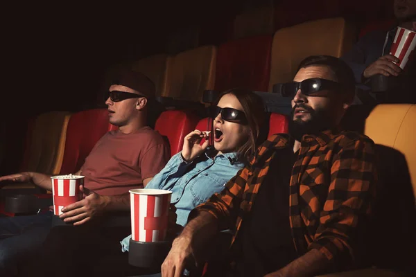 Young People Watching Movie Cinema — Stock Photo, Image