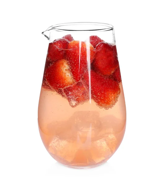 Glass jug of cold fruit cocktail — Stock Photo, Image