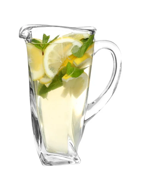 Glass jug of cold lemonade — Stock Photo, Image