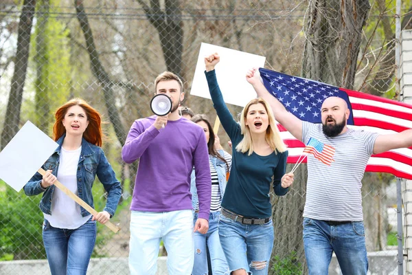 Group of protesting young people