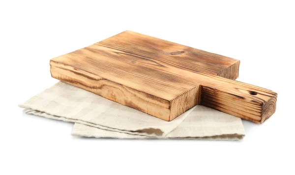 Wooden board with napkin — Stock Photo, Image