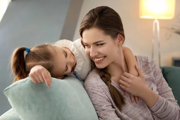 Happy mother and cute daughter — Stock Photo, Image