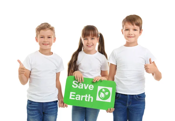 Little children with poster — Stock Photo, Image