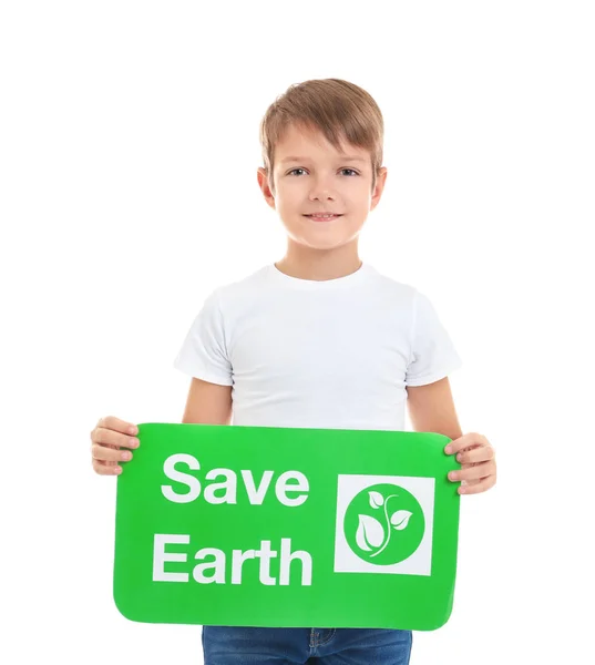 Little boy holding poster — Stock Photo, Image