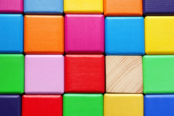 Wooden Cubes One Different Closeup — Stock Photo, Image