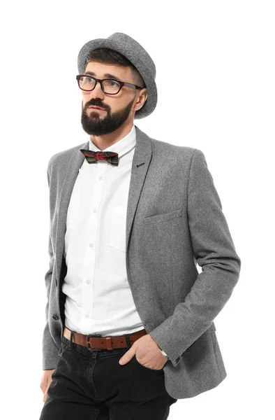 Hipster bonito em roupa elegante — Fotografia de Stock