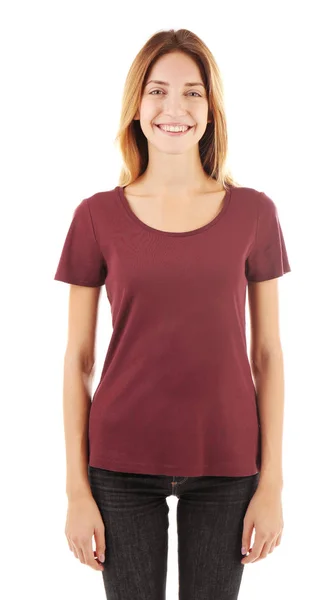 camiseta granate mujer