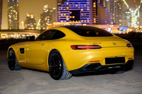 Dubai Emirados Árabes Unidos Janeiro 2017 Supercarro Luxo Amarelo Mercedes — Fotografia de Stock