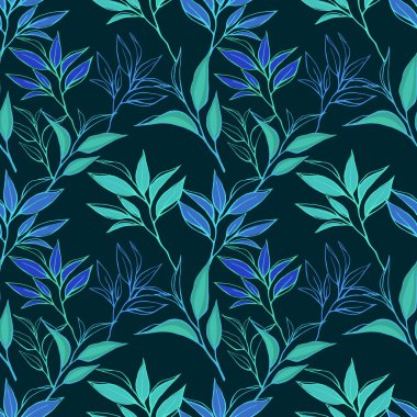 çiçek çay yaprakları seamless modeli