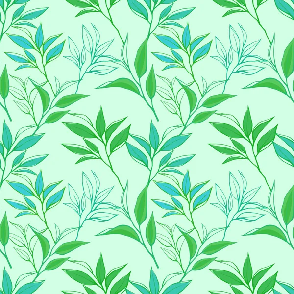 Floral tea leaves seamless pattern — Stock Photo, Image