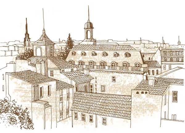 Крыши древнеевропейского города . — стоковый вектор