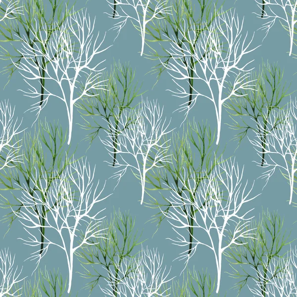 Seamless pattern with herbs. dill in hand drawn style. Green and white elements on color background — Stock Photo, Image
