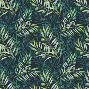 Zeytin dallarıyla kusursuz desen.