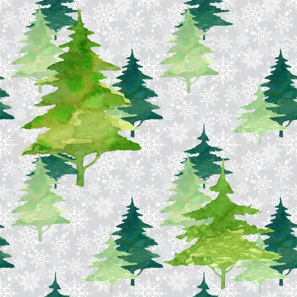 Árvores Natal Férias Inverno Fundo Natal Padrão Sem Costura Com — Fotografia de Stock