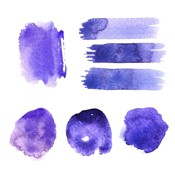 Ultra Violet Stains Watercolor Abstract Design Element Color Blobs Isolated — Stock Photo, Image