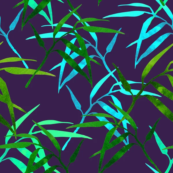  floral seamless pattern with bamboo branch on dark background
