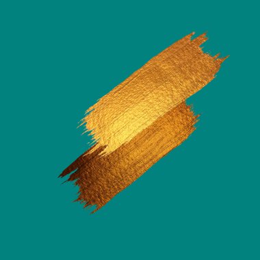 BLOB fırça altın tasarım öğesi olarak. Turkuaz arka plan üzerinde izole.