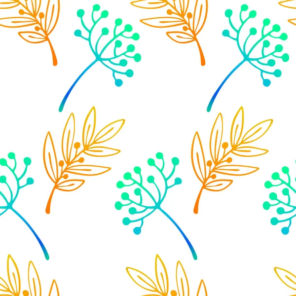 Квітковий Абстрактний Безшовний Візерунок Намальованою Вручну Гілкою Ягодами Стиль Ескізів — стоковий вектор