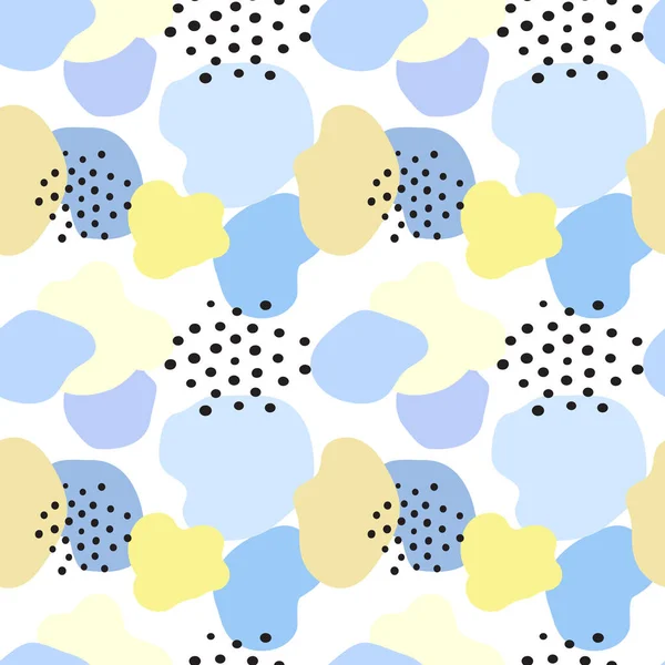 Абстрактний Безшовний Візерунок Синьо Жовтими Плямами Поляками Барвисті Ілюстрації Білому — стокове фото