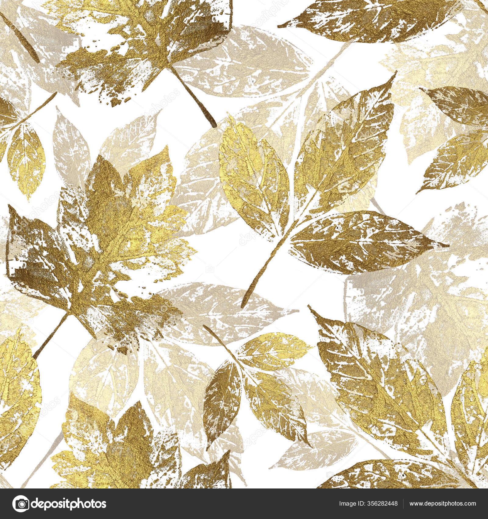 Floral Seamless Pattern Gold Leaves Hand Drawn Style Colourful Background  Stock Photo by ©Elenavic 356282448