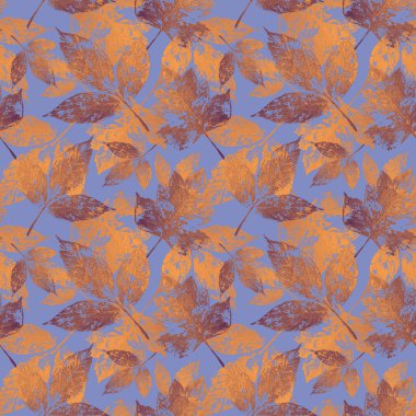 Altın yapraklı, çiçeksiz desen. El çizimi stili. Kartlar, kağıt, tekstil, dekorasyon ve ambalaj için renkli arkaplan.