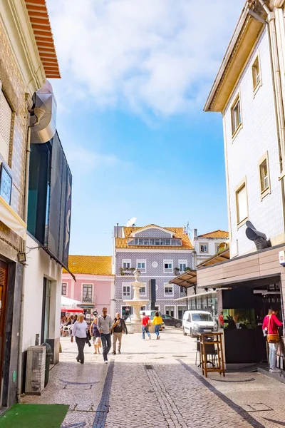 Aveiro, Portekiz Cobbled sokak tarihi turistik Aveiro şehir merkezinde. Aveiro,