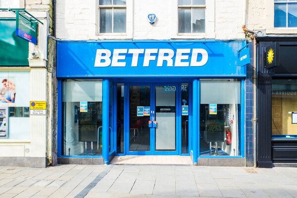 UNITED KINGDOM, LANCASTER - 9TH APRIL 2020 Bet Fred one of its outlets in shopping area in lockdown