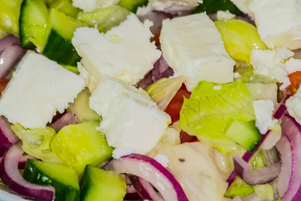 Υγιεινά Τρόφιμα Σαλάτα Φρέσκα Λαχανικά Και Τυρί — Φωτογραφία Αρχείου