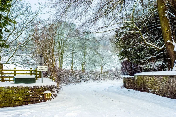 Birleşik Krallık 'ta bir Lake District arazisinden geçen Karlı Yol.
