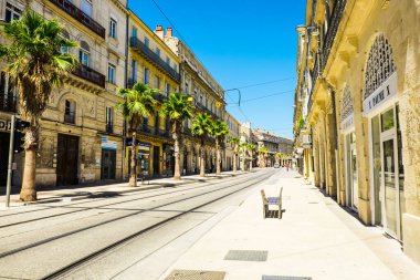 Fransa Montpellier 4 Ağustos 2016 Montpellier Katedrali 'nin ana girişinin üzerindeki kuleler