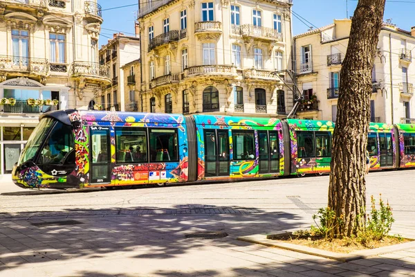 França Montpellier Agosto 2016 Bonde Montpellier França Sistema Bondes Montpellier — Fotografia de Stock