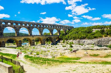 France Nimes 4 Ağustos 2016 Pont du Guard, Provence, Fransa,