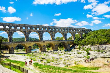 France Nimes 4 Ağustos 2016 Pont du Guard, Provence, Fransa,