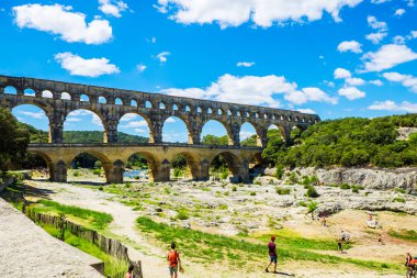 France Nimes 4 Ağustos 2016 Pont du Guard, Provence, Fransa,