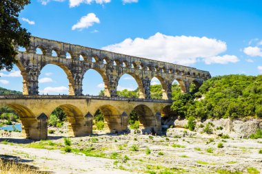 France Nimes 4 Ağustos 2016 Pont du Guard, Provence, Fransa,