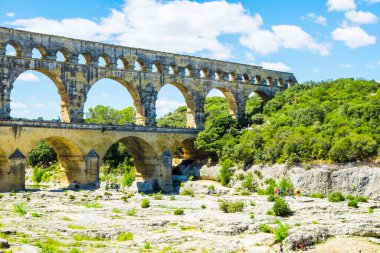 France Nimes 4 Ağustos 2016 Pont du Guard, Provence, Fransa,